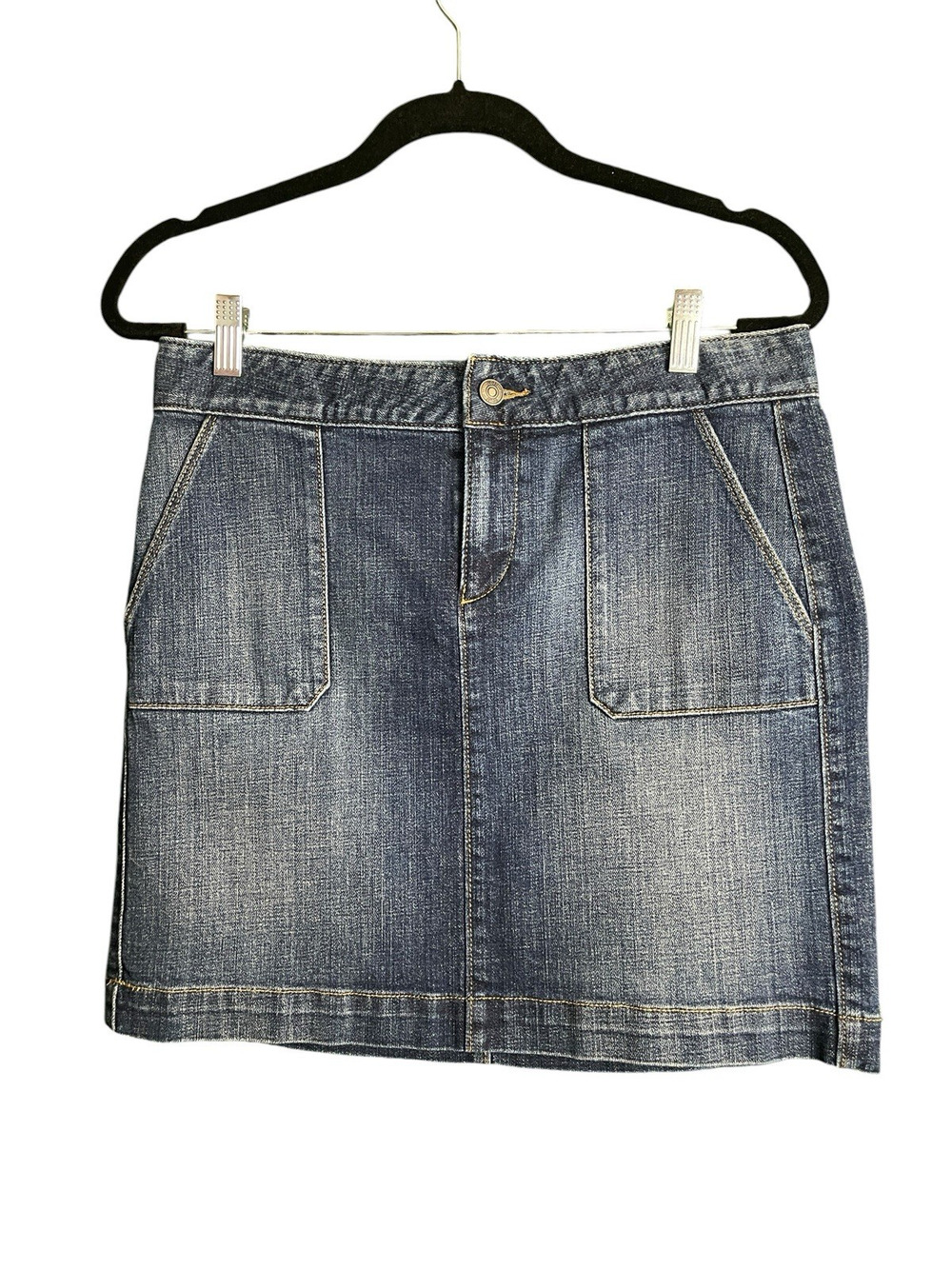 Ann Taylor LOFT Denim Pocket Shift Skirt Women's Size 4 Dark Wash
